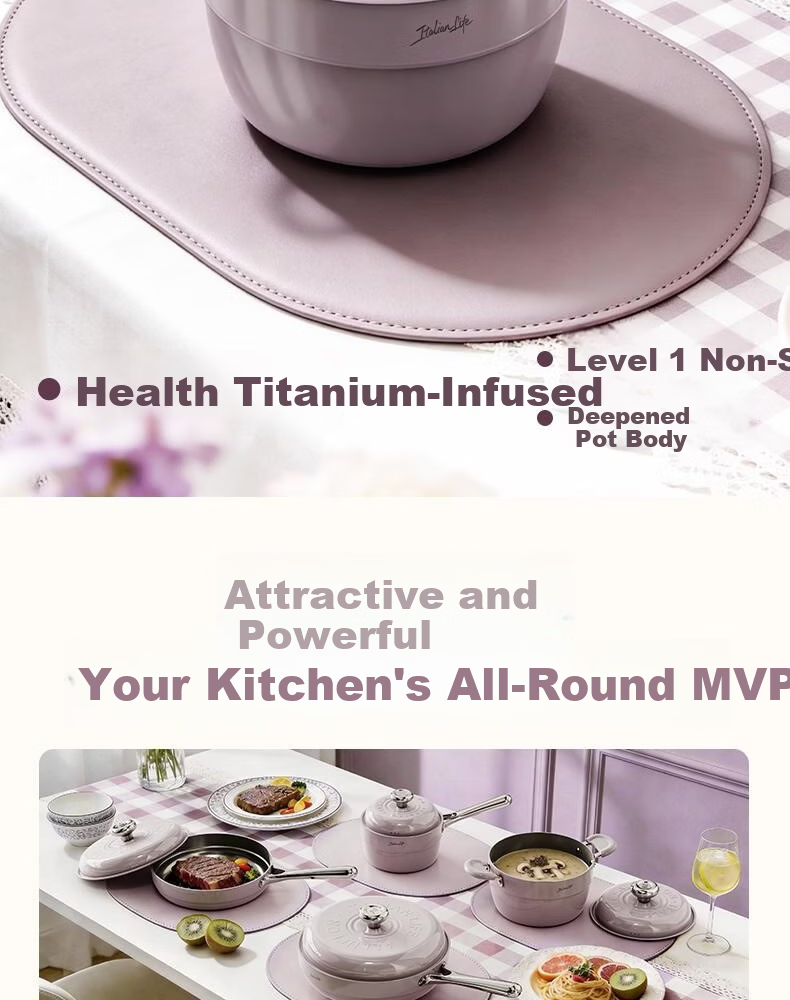 Alluflon Aluflon Soup Pot Healthy 0-Fluorine Coating Titanium Ceramic Milk Pot Trendy Purple Coconut Pot 22cm 3