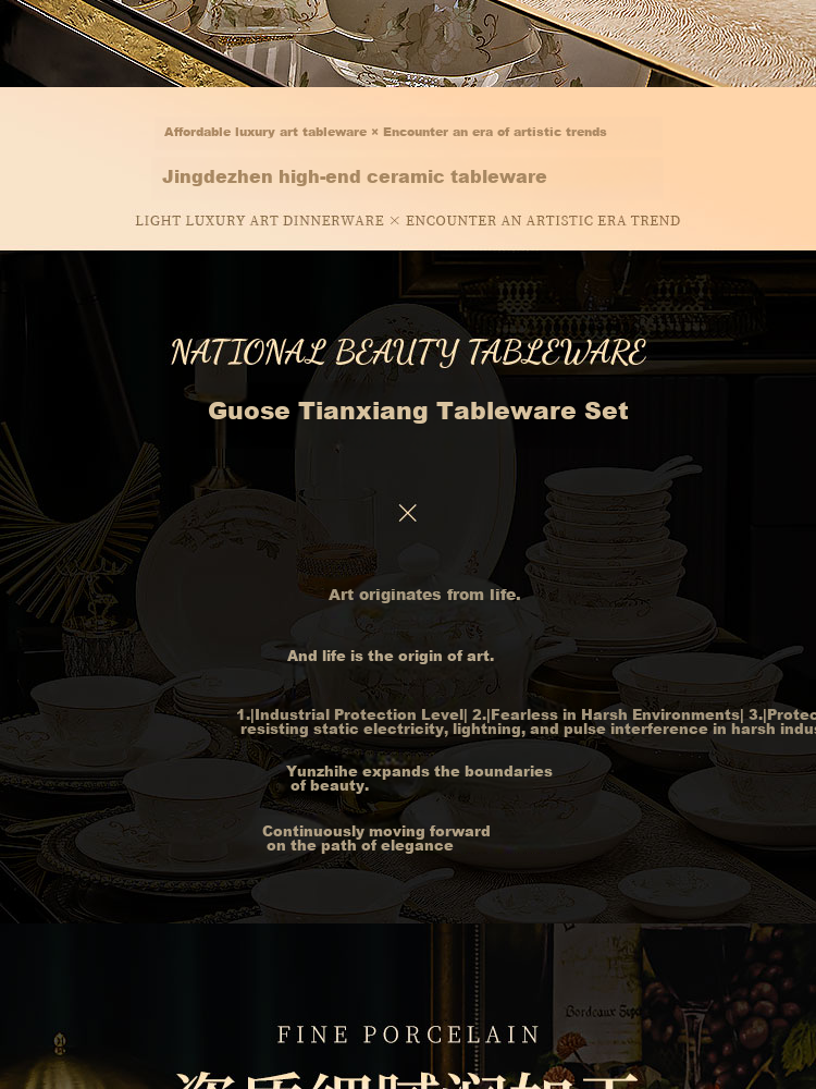 Pearson Jingdezhen Ceramic Dinnerware Set Bowl and Plate Set Home Ceramic Bowl Chopsticks and Dish Set Housewarming Gift Box 2