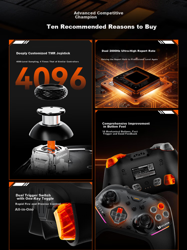 Mojiang Leifeng Dual Hall Wireless Game Controller, Xbox Phone Switch Bluetooth PC Steam Black Myth: Wukong Apex Dual Shadow Wonderland, The Legend of Zelda: Majora's Mask, Gray 4