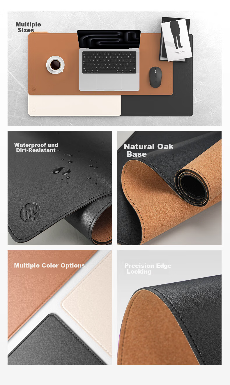 HP MP261 PU Leather Edge-Locked Gaming Office Computer Square Mouse Pad Thickened Non-Slip 45*40CM 2