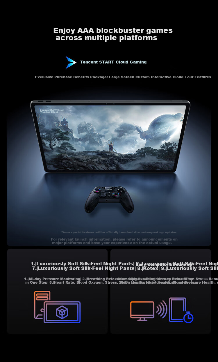 Lenovo Legion Y900 New 13-inch AI Tablet Gaming 4K 144Hz Snapdragon 8 Gen 2 Flagship 12GB+256GB White Education Discount National Subsidy 22