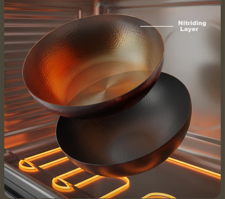 COOKER KING Wok, Rust-Resistant Titanium Iron Pan, Flat Bottom Non-Stick Wok, 32cm, Compatible with Induction Cookers, Titanium Reinforced TC28SD 5