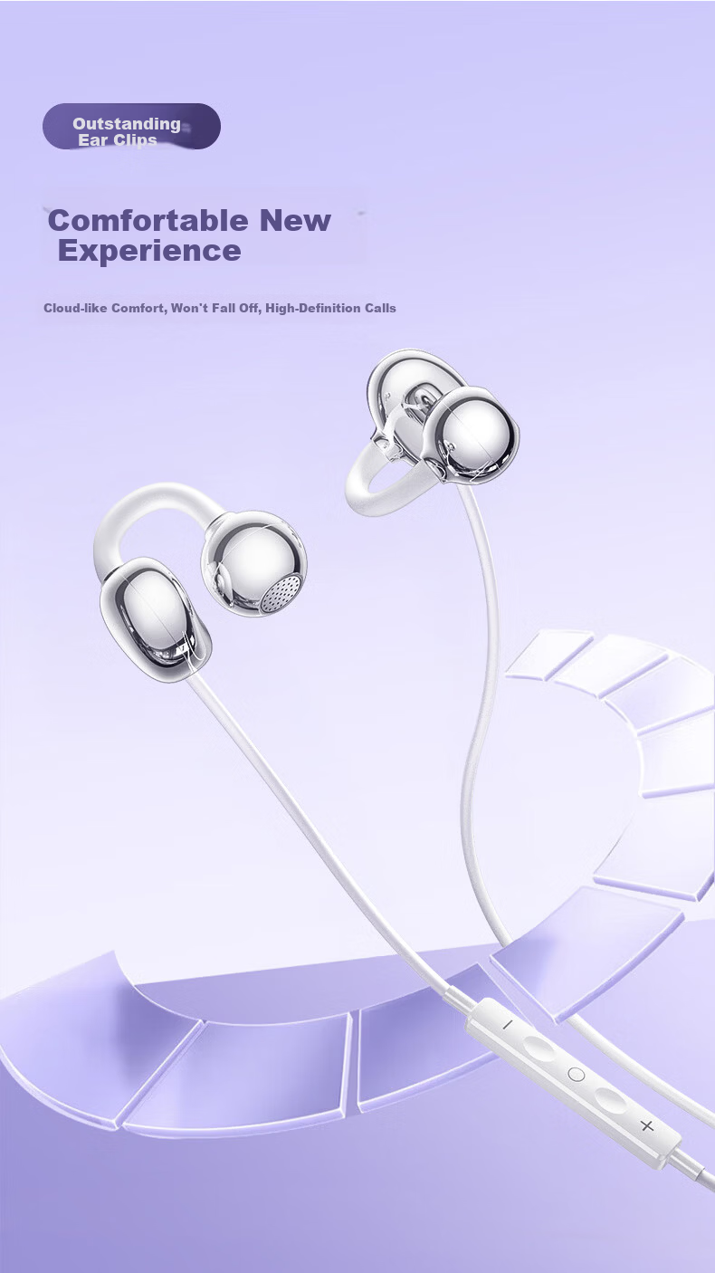 KOVOL Berlin Sound Wired Computer Earphones Clip-On Semi-In-Ear Type-C Sports Running Gaming Headset with Microphone Noise-Isolating 7