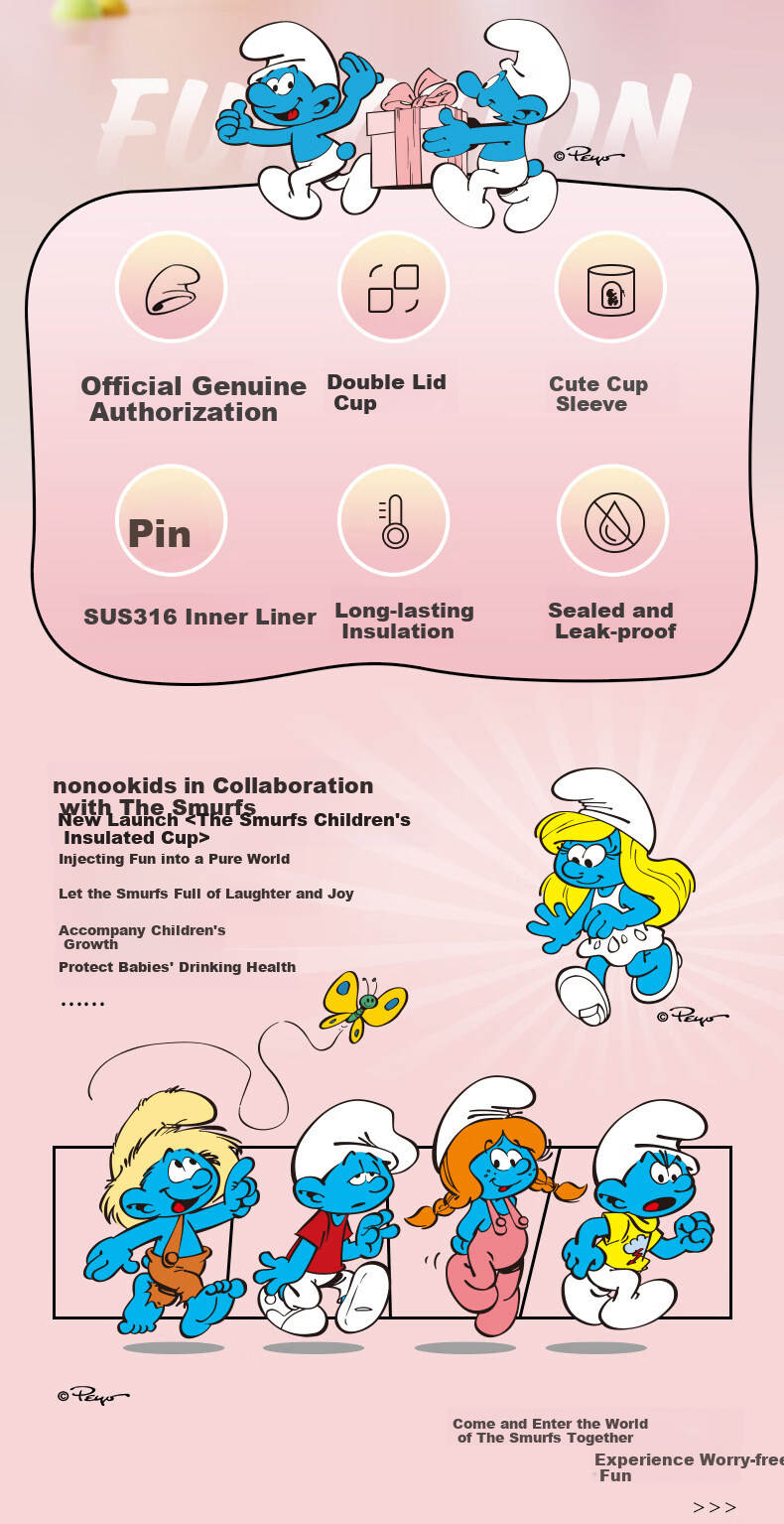 HAERS Smurfs Children's Insulated Straw Water Bottle Kindergarten Primary School 316 Stainless Steel Bright Yellow 500ml 2