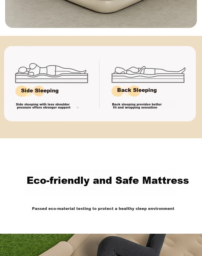 Bestway Xingqi Self-Inflating Air Mattress with Built-in Pump Single Elevated Backrest Outdoor Camping Home Floor Sleeping Pad 671DP 4