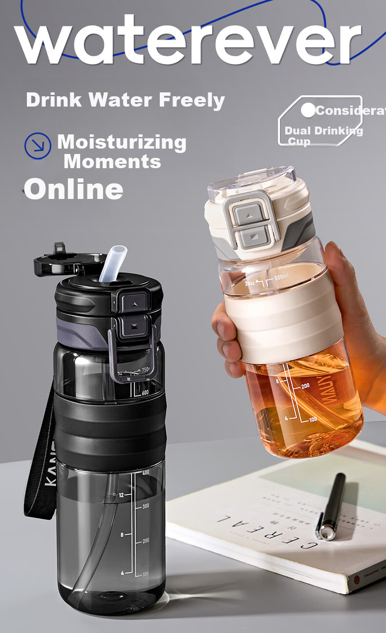 Cica Student Sports Water Bottle Large Capacity Tritan Plastic High Temperature Resistant Cup for Men 1