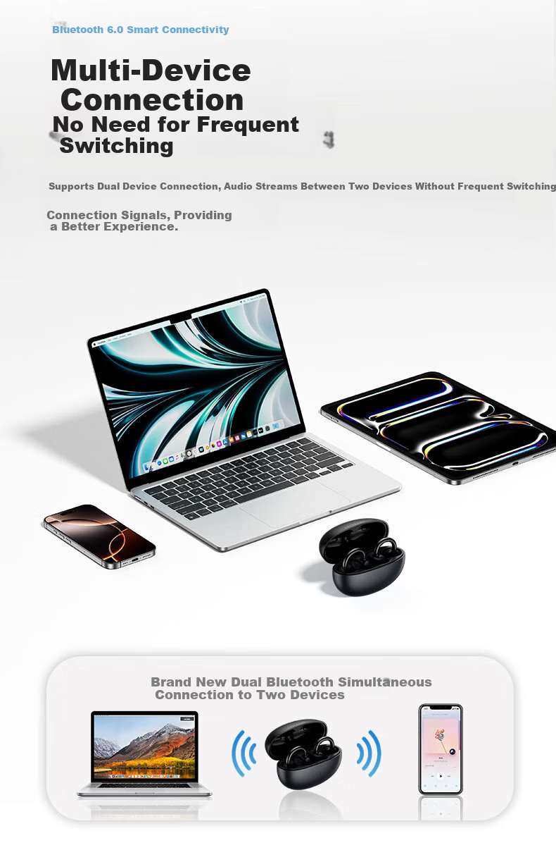 Laiteyi Ear Star Chen [2026 Latest Model] Bluetooth Clip-On Bone Conduction Concept Wireless Open-Ear Sports Running Headset Long Battery Life Ear-Hook 16