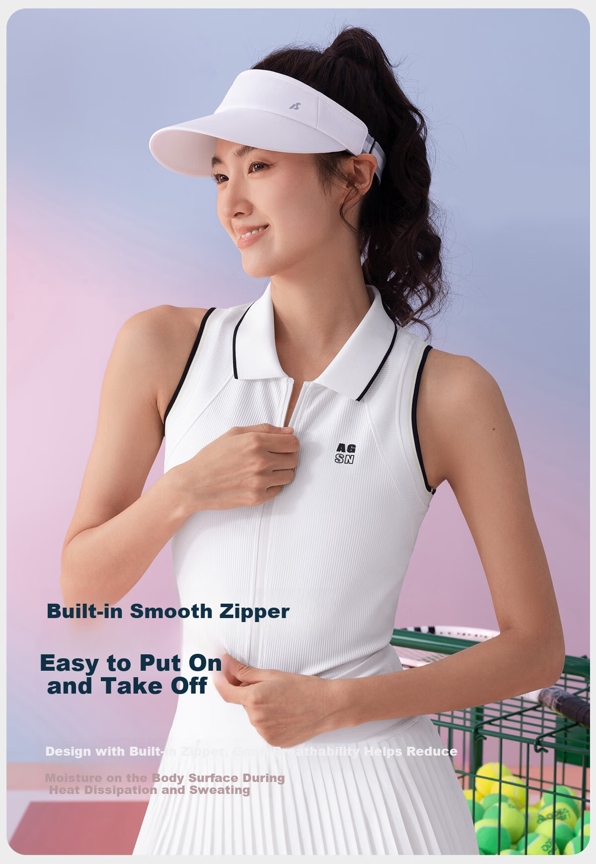 Angel Season Women's Sleeveless Polo Tennis Top 2026 Spring Summer New Beautiful Badminton Yoga T-Shirt 5