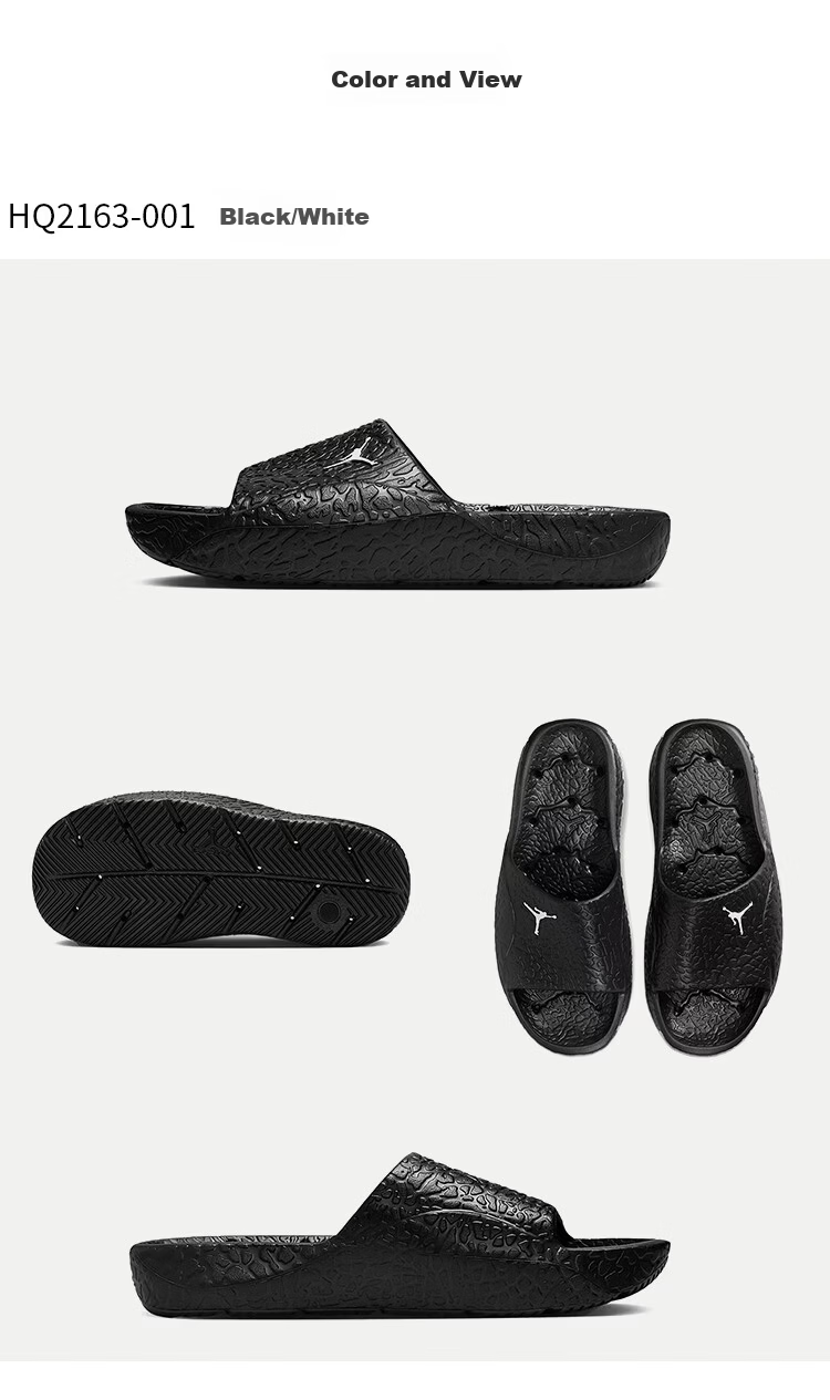 Jordan Men's Sandals Hollow Drainage Soft Elastic Odor-Resistant Sports Shoes HQ2163-001 Black Size 44 4