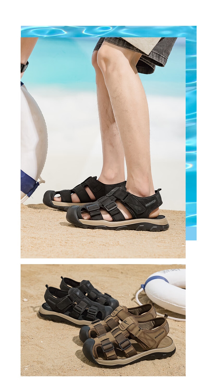 Warrior Official Men's Summer 226 New Men's Sandals Beach Shoes Men's Creek Hiking Water Shoes Men's Clogs 8