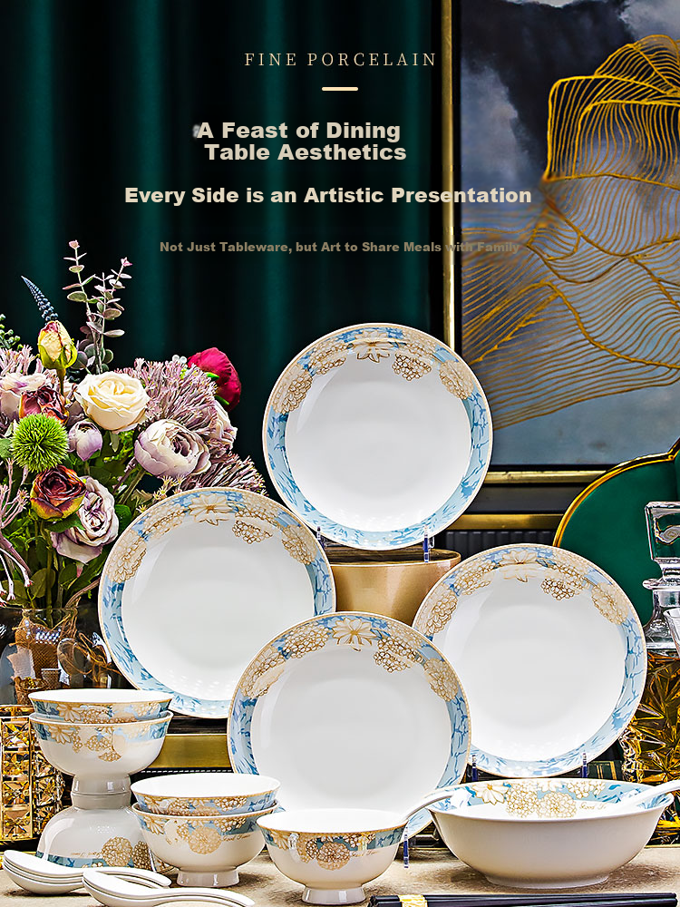 Pearson Jingdezhen Ceramic Dinnerware Set Autumn Melody 24-Piece Bowl and Plate Set Housewarming Gift 1
