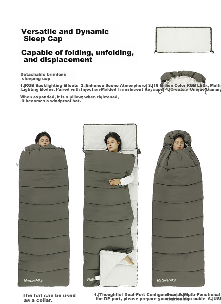 Naturehike Outdoor Sleeping Bag Four Seasons Universal Adult Camping Winter Thickened Cold-Resistant Portable Single/Double Quilt 4