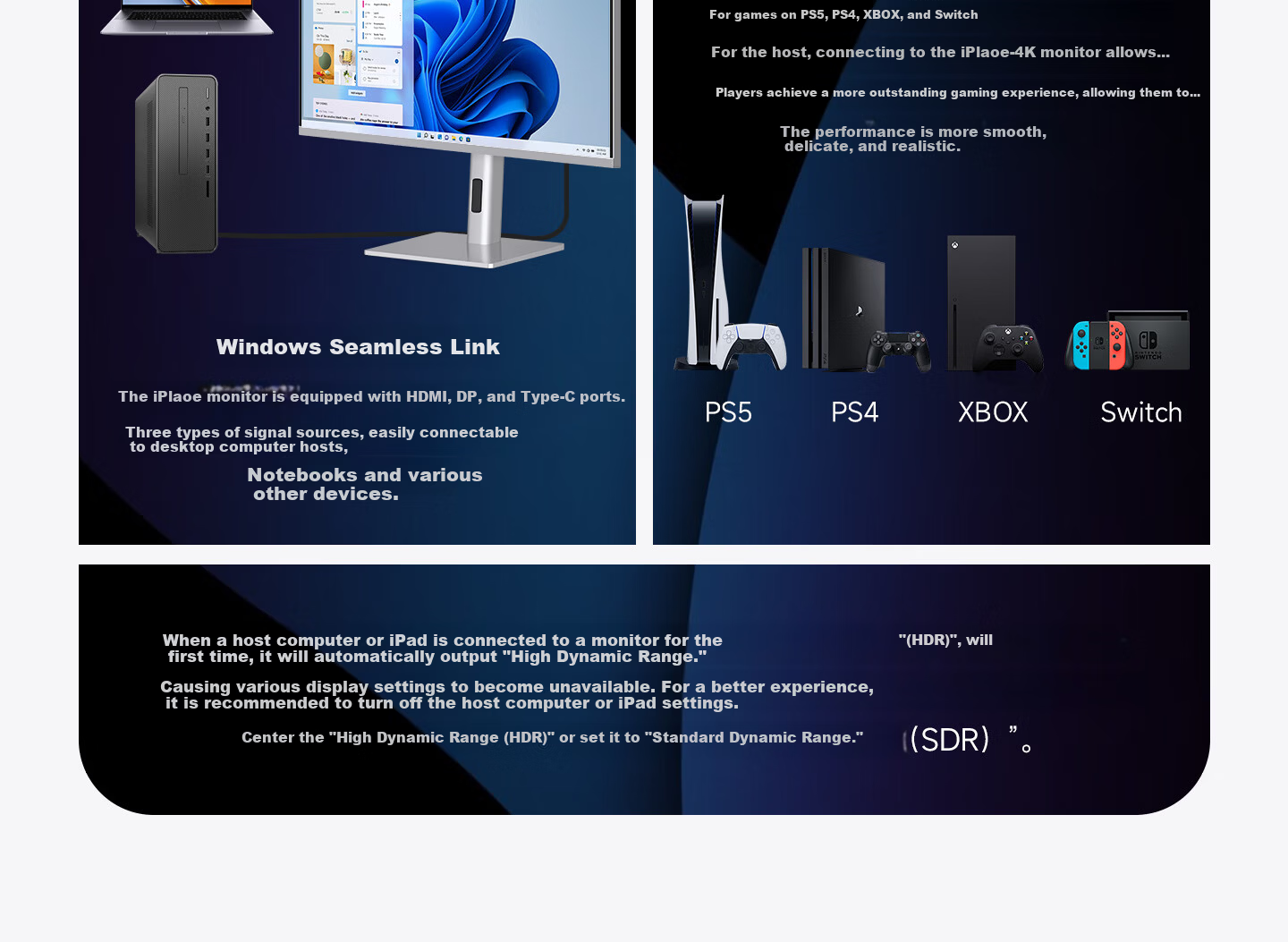 IPlaoe 32-inch 4K 144Hz Gaming Monitor Design Color Grading Editing 10bit High Color Gamut Computer External IPS Screen LG Panel High Contrast Type-C P320/pro 30