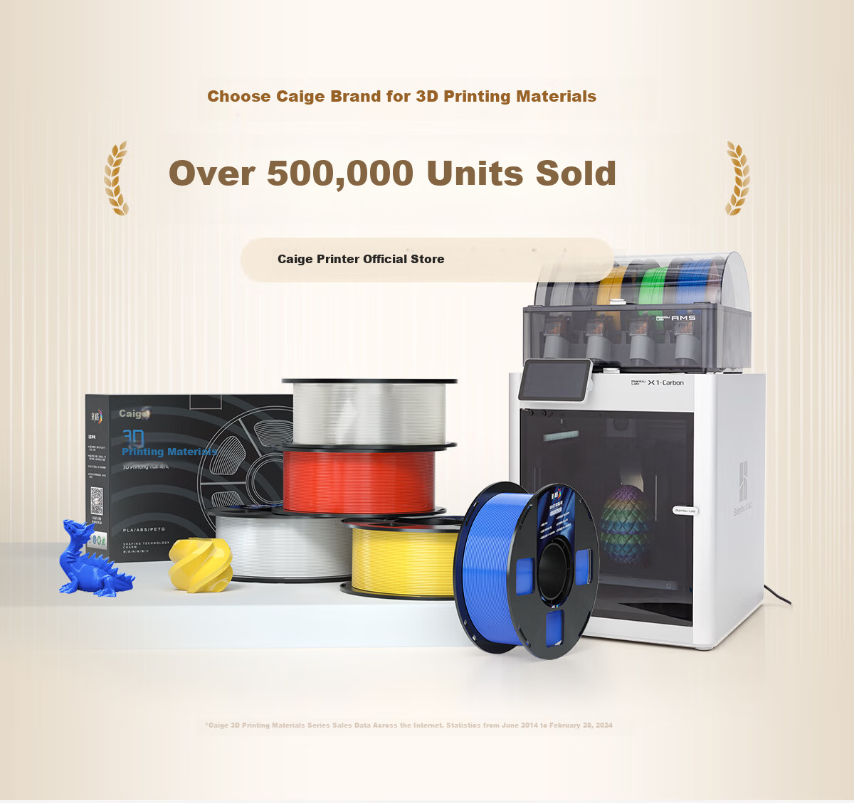 Caige 3D Printing Filament Silk PLA Four-Color Gradient Silk Gloss Compatible with Taz, Creality, Elegoo, and Zongwei Cube Purple Blue Yellow Red 1kg 1