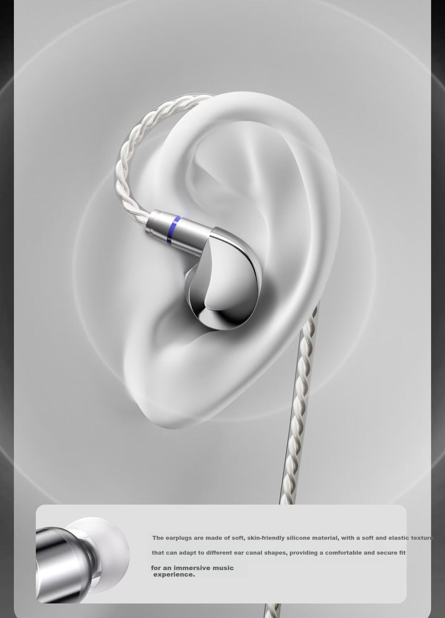 HP Prelude In-Ear HIFI Wired Music Earphones Professional Sound Positioning FPS Gaming Earbuds Detachable Cable Type-C Black 7