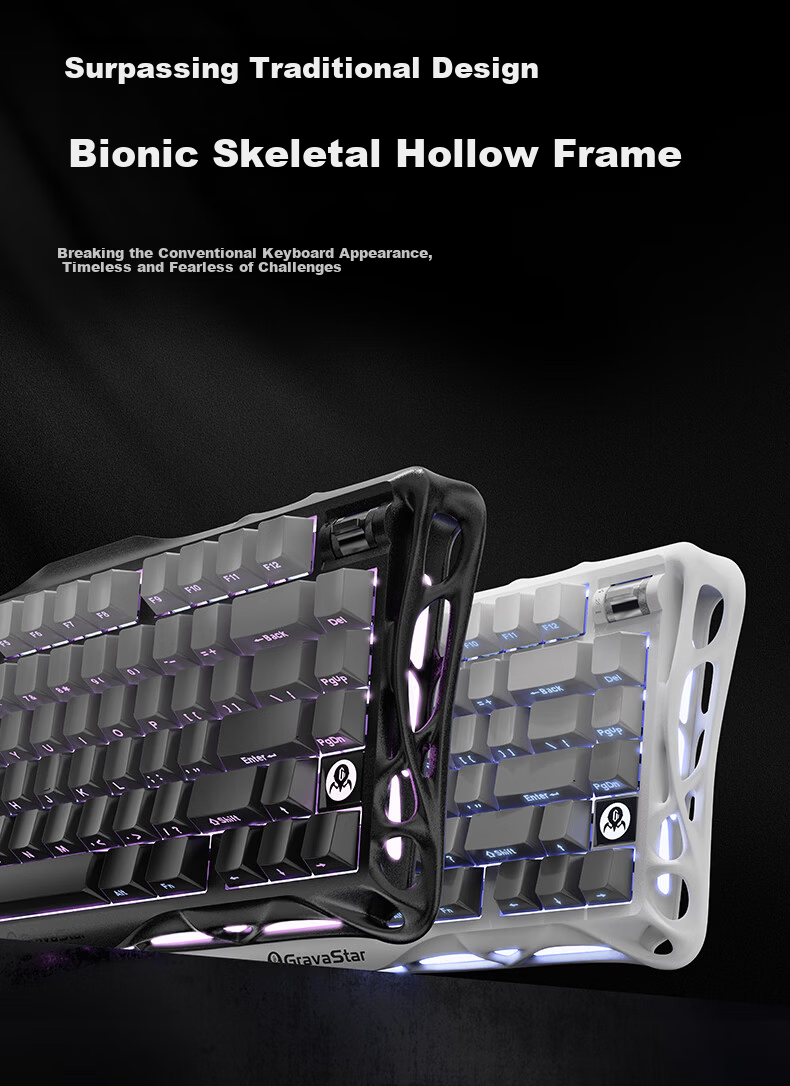 GravaStar Gasket Mechanical Keyboard, Gaming Wireless Wired Bluetooth Tri-Mode Gasket Customizable Keyboard And Mouse Set, Explorer Black Gift Box Editio 3