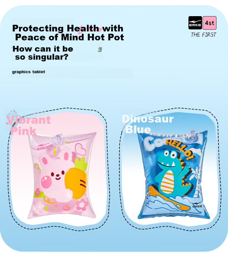ERKE New Kids Cartoon Inflatable Swimming Arm Floaties Buoyancy Armbands Pair Blue 8