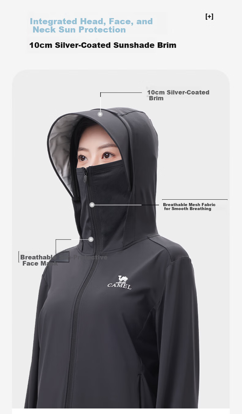 CAMEL [Ice Mint] 2025 Spring Summer Men's Outdoor High SPF Cooling Original Yarn Sunscreen Jacket Women's Sports Coat S 6