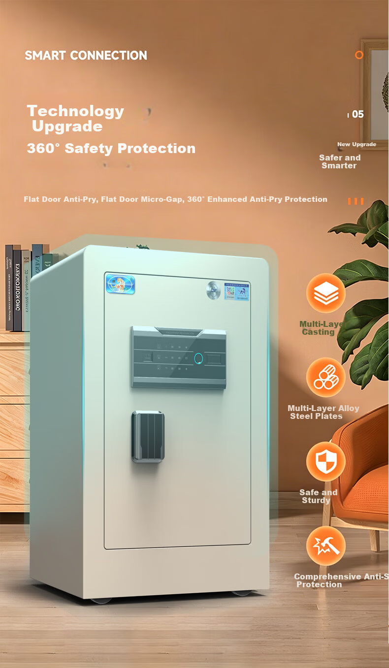 Tiger Brand Home Safe CSP National Standard Certified Fingerprint Password Safe Office Anti-Theft Anti-Move Bedside Cabinet Small All-Steel Integrated 3C Financial Storage 60cm Black 7