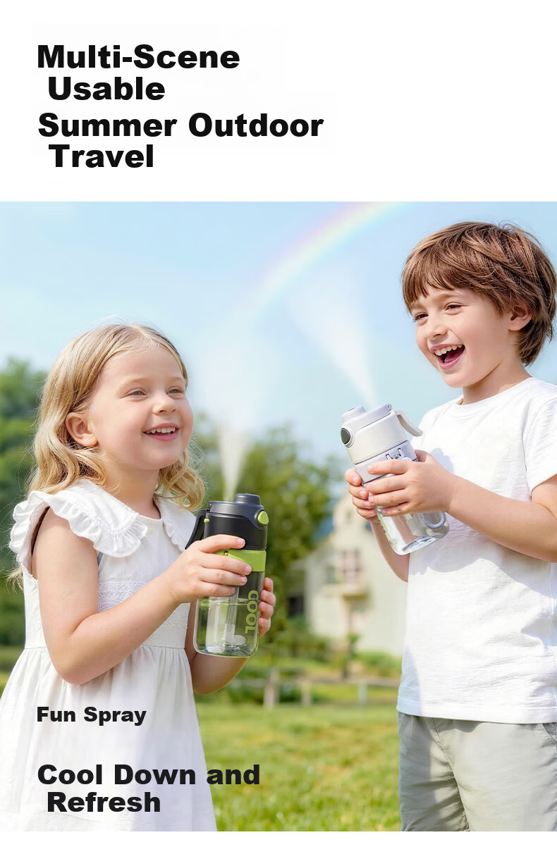 Fuquan Spray Water Bottle Children's Middle School Student School Special Sports Water Bottle Summer with Scale Straw Spray Cup 14