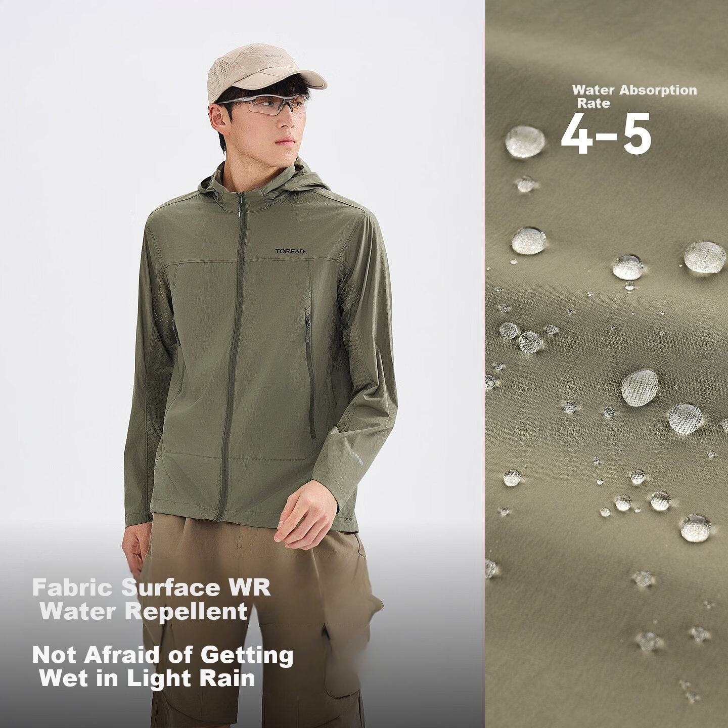 TOREAD Sun Protection Outdoor Sports UV Protection Skin Jacket High Elasticity Water-Repellent Breathable Summer Coat Micro Light Green S