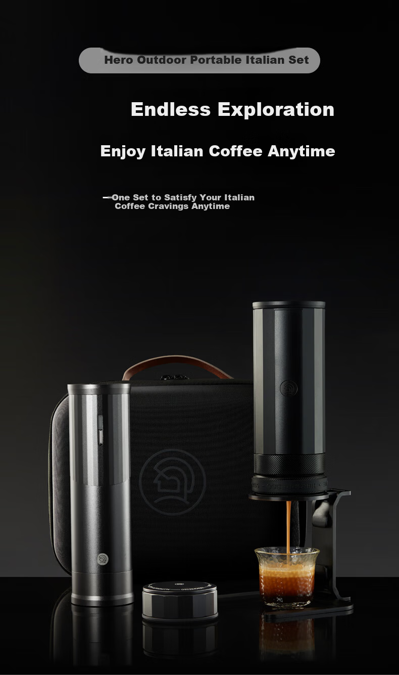 Hero Yicui Professional Edition Portable Espresso Coffee Machine Grinder Set for Outdoor Travel 2