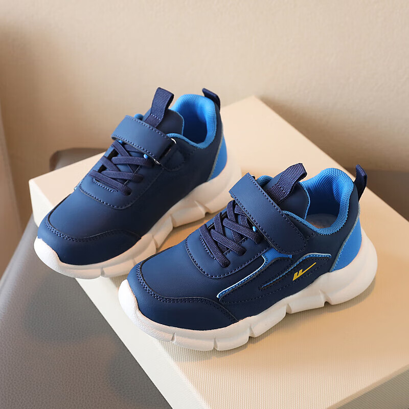 Warrior Children's Sports Shoes, Boys And Girls Running Shoes, Lightweight Casual Shoes, WZ-A888MJ, Navy Blue And Light Blue, Size 28