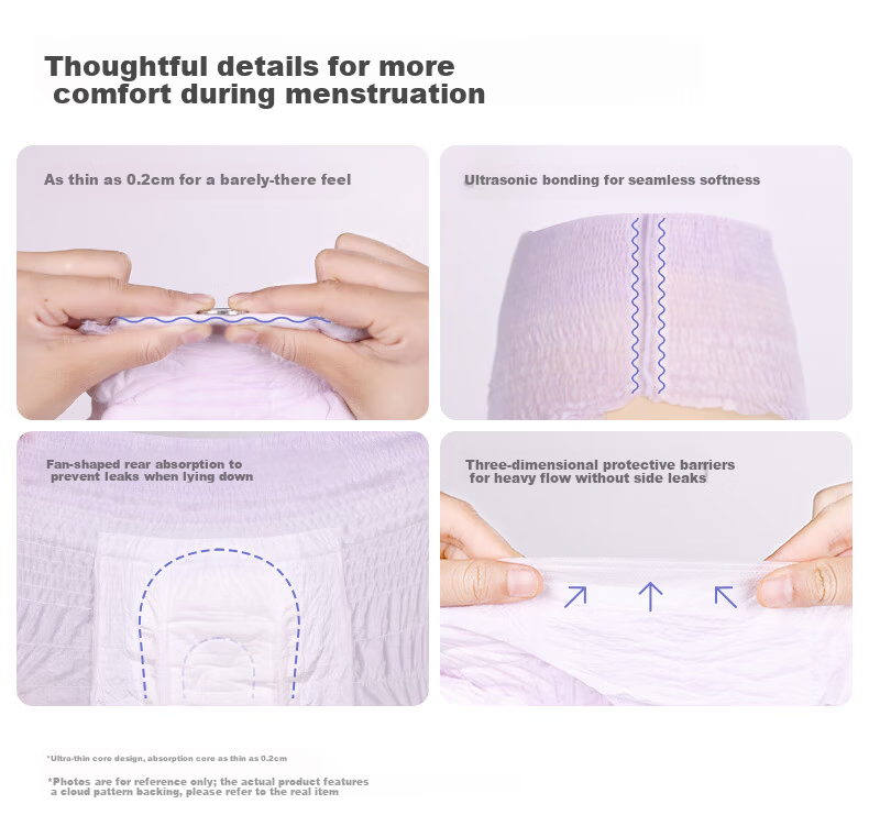 Beishute Soft Night Use Cotton-like Panty Sanitary Pads Sleep Pants L-XL Size 30 Pieces 5 Pads * 6 Packs Leak-proof 11