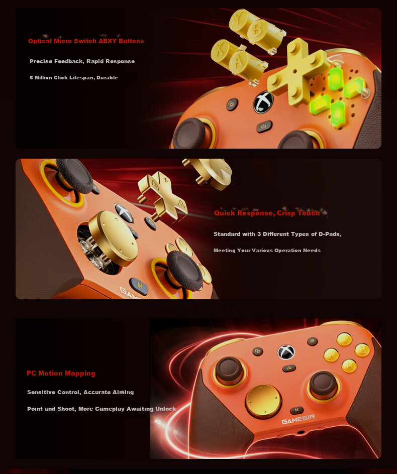 GAMESIR G7 Pro Microsoft Xbox Licensed Elite Wireless Gamepad TMR Joystick Motion Dual Trigger Four Motors with Dock Vibrant Orange Children's Day Valentine's Gift 5