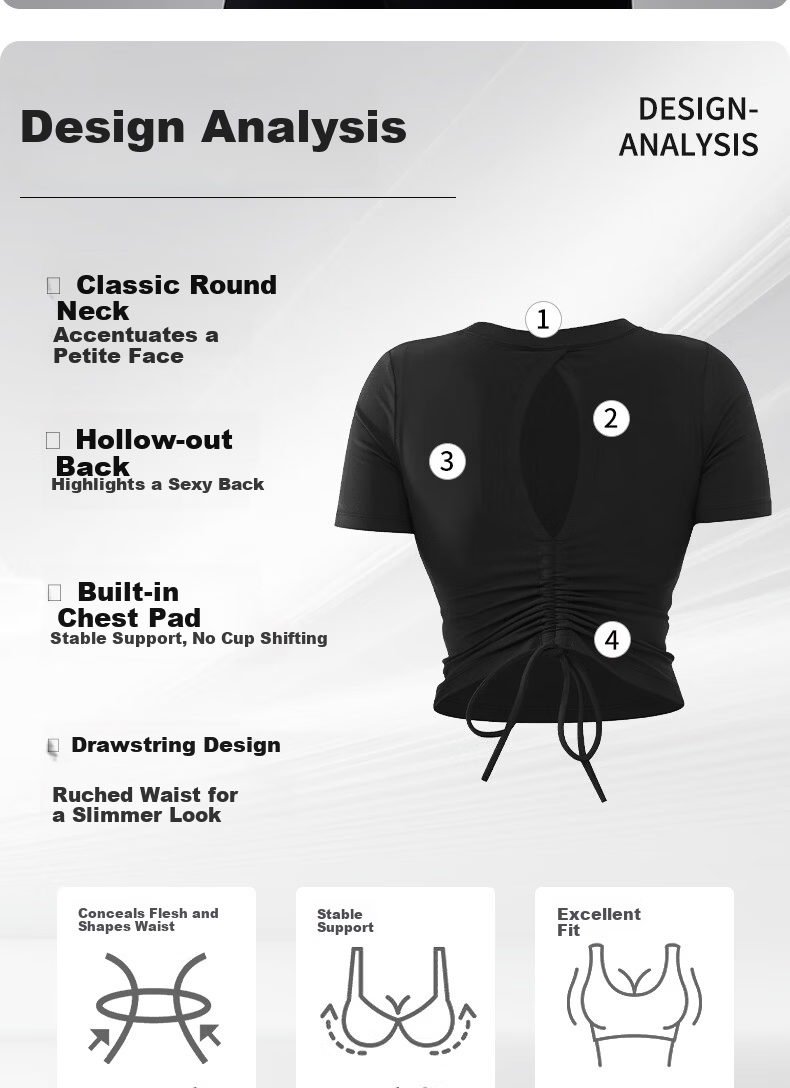 Xueqiman Padded Short Sleeve Yoga Top for Women 2026 New Premium Pilates Training Running Sports Fitness T-Shirt 2