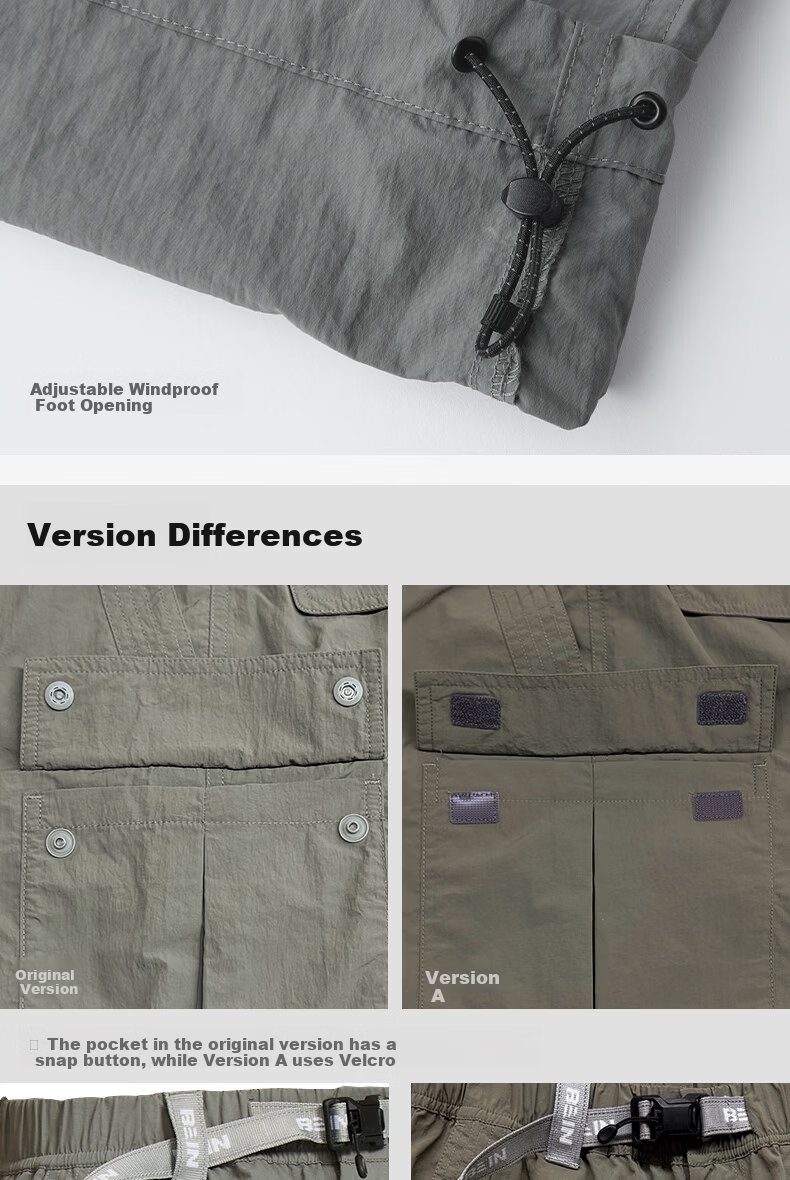BEIN SPACE Summer New Women's Hiking Durable Water-Repellent Detachable Outdoor Long Pants Mountaineering Pants A080 Moon Shadow Gray L 9