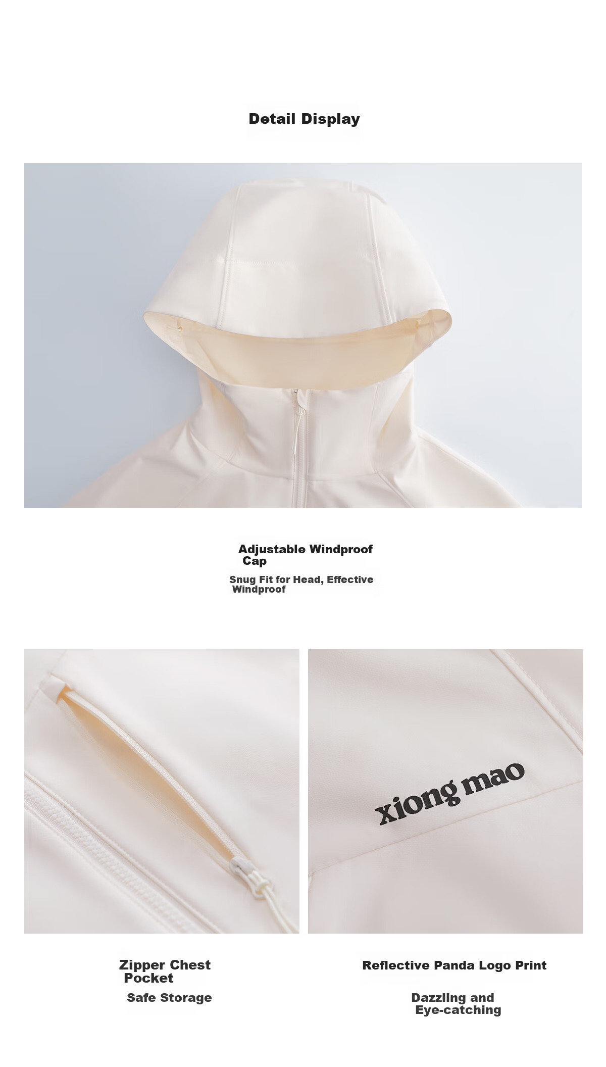 Xiongmao Liu Yifei Same Style [Wanye Soft] Hooded Soft Shell Jacket, Water-Repellent, Windproof, Slim-Fit Coat for Women 1176 46