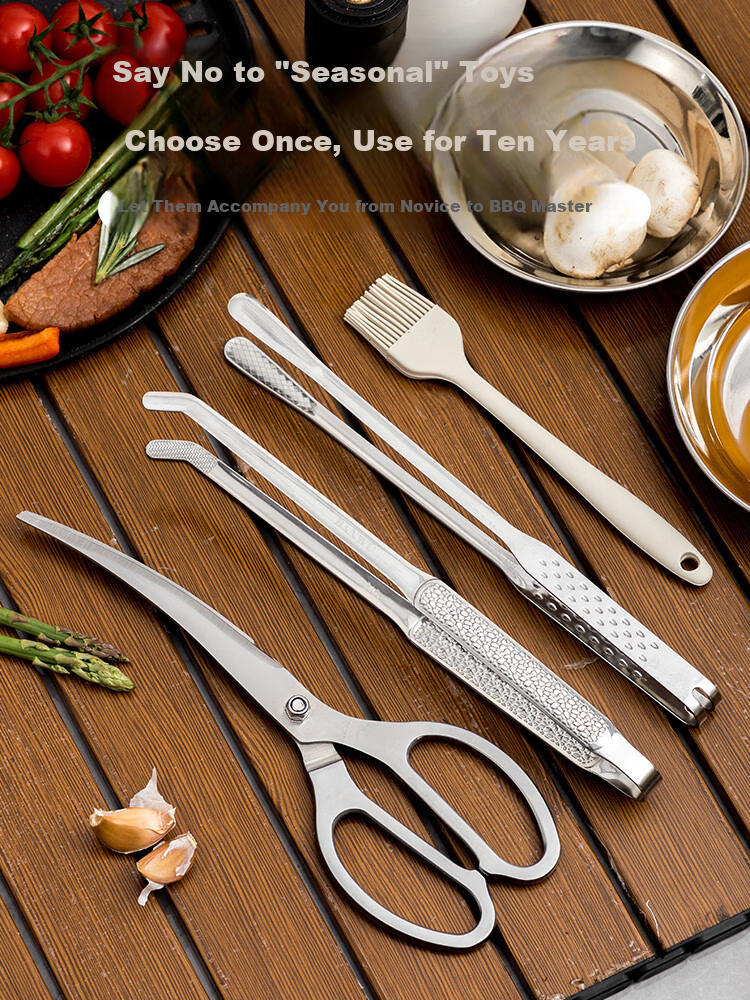 Banwu Life 304 Stainless Steel Food Tongs Kitchen Steak Tongs BBQ Tongs Korean Barbecue Tongs Vegetable Tongs Frying Tongs 5