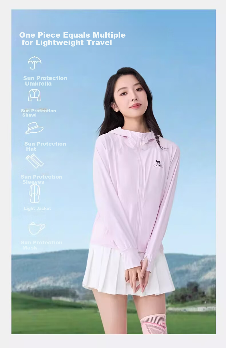 CAMEL Original Yarn Sun Protection Cooling Slim Fit Women's Knit Jacket 26 Spring Summer New Moisture-Wicking Quick-Dry Breathable 8010 10