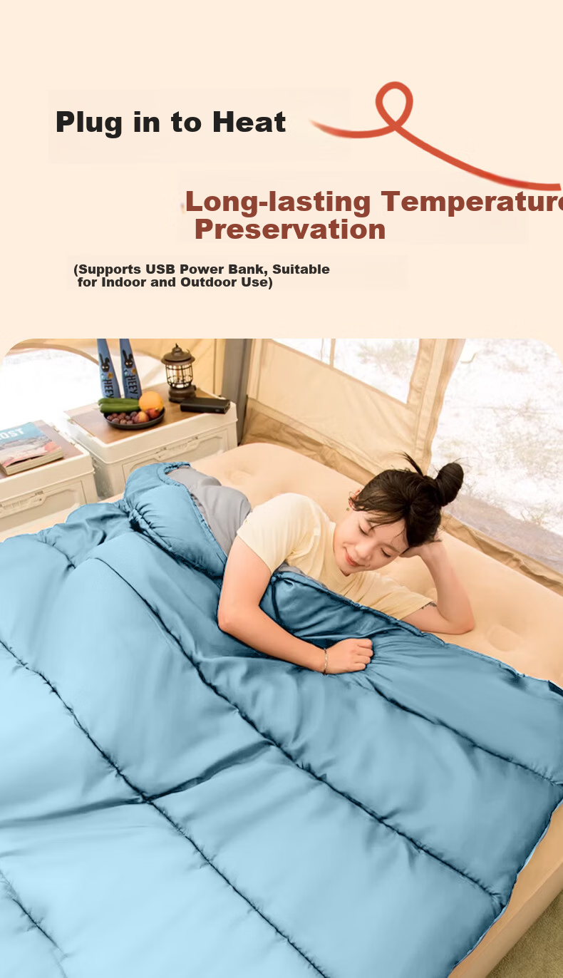 BeiJiLang Electric Heated Sleeping Bag with Detachable Liner, Outdoor Camping Overnight Winter Thickened Cold-Resistant USB Rechargeable Sleeping Bag 4