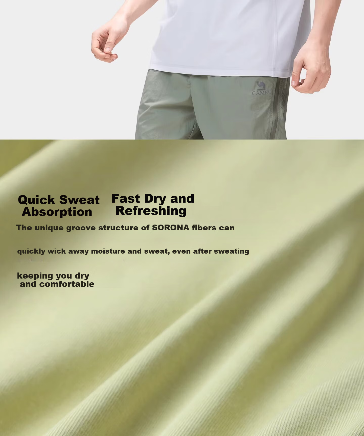 CAMEL Outdoor Quick-Dry T-Shirt Men Spring Summer 2026 Short Sleeve Breathable Cooling Stretch Hiking Top Women A36BK08037 3
