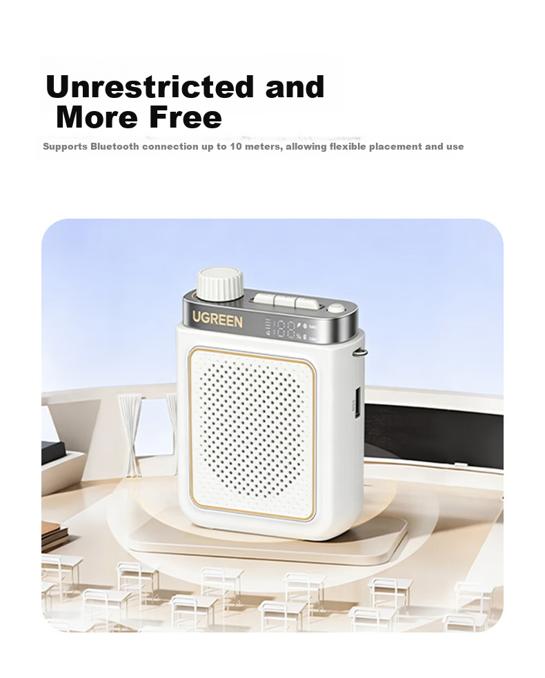 UGREEN V6 Little Bee Amplifier Teacher Wireless Headset Anti-Howling Bluetooth Speaker Portable Long Battery Life 3C Certified for Classroom Outdoor Lectures Recording 25