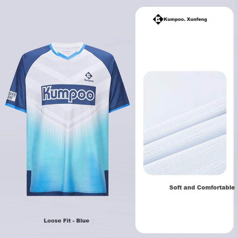 KUMPOO Badminton Short Sleeve Shirt Xunfeng Sportswear K261M-1731 Men's Short Sleeve Blue S