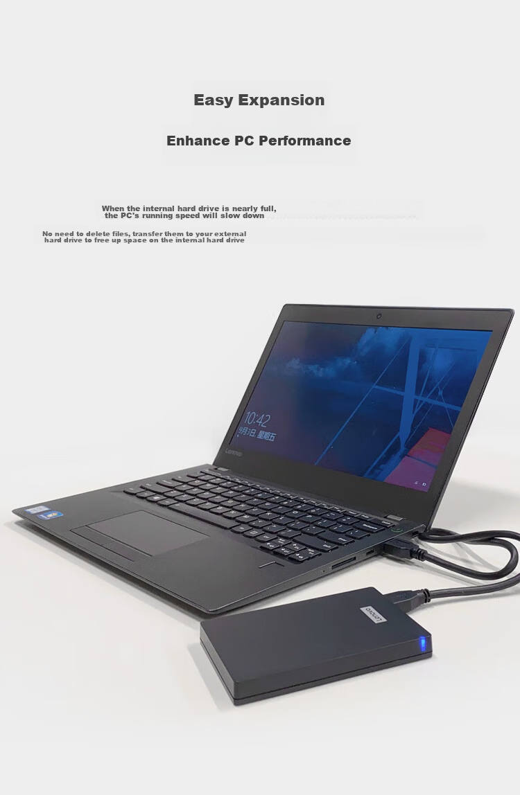 Lenovo 1TB Portable Hard Drive, F309Pro USB 3.0 Interface, 2.5-Inch, Mechanical Hard Drive, Slim And Portable, High-Speed Transfer, All-Metal, External Hard Drive for Laptops 4