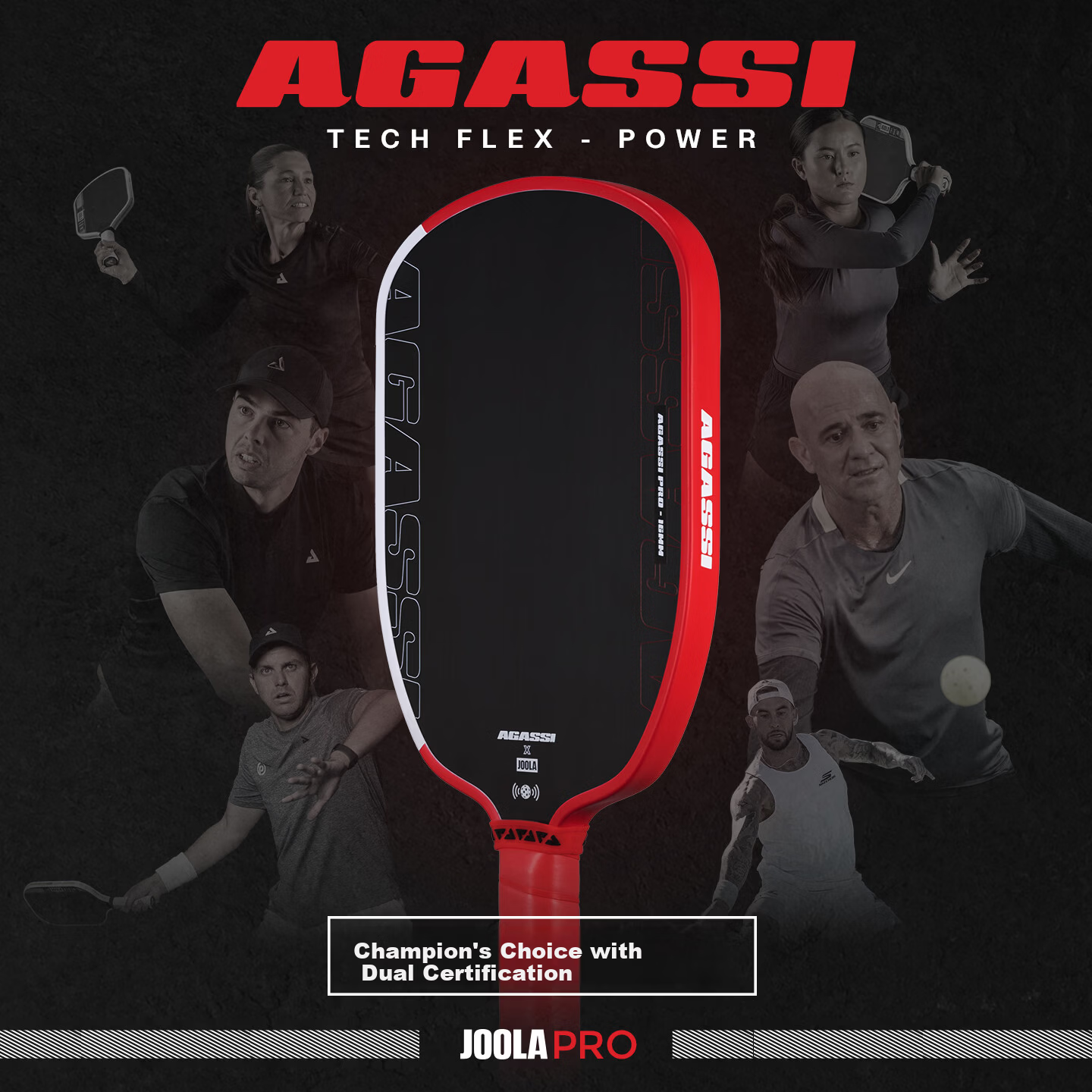 JOOLA Pro IV Carbon Fiber Dual Certified Professional Table Tennis Paddle Agassi 16mm Offensive Style