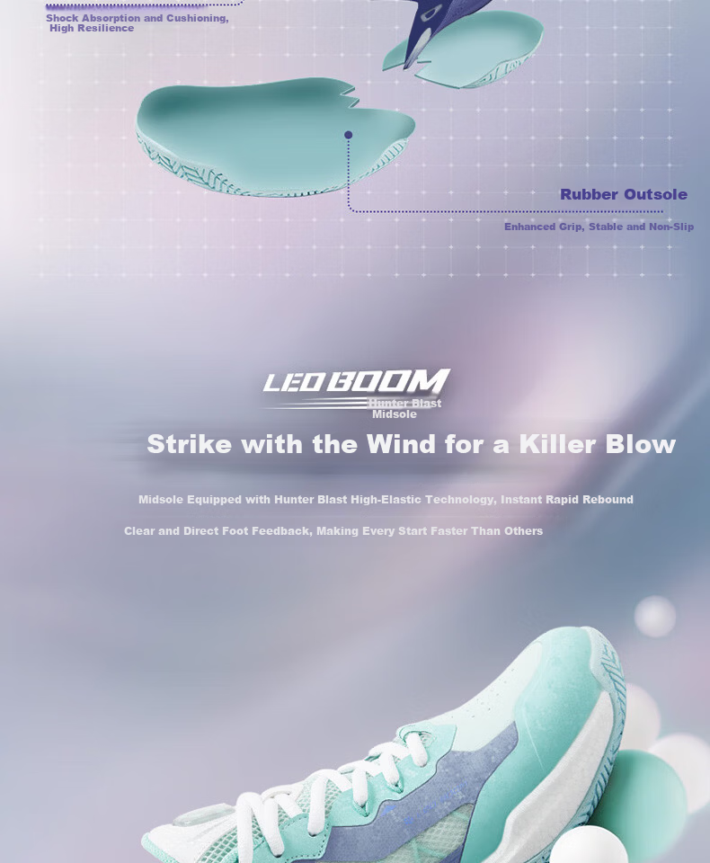 KUMPOO Badminton Shoes Anti-Twist Non-Slip Shock Absorption Competition Sports Shoes G76PRO Dolphin Blue Size 35 4