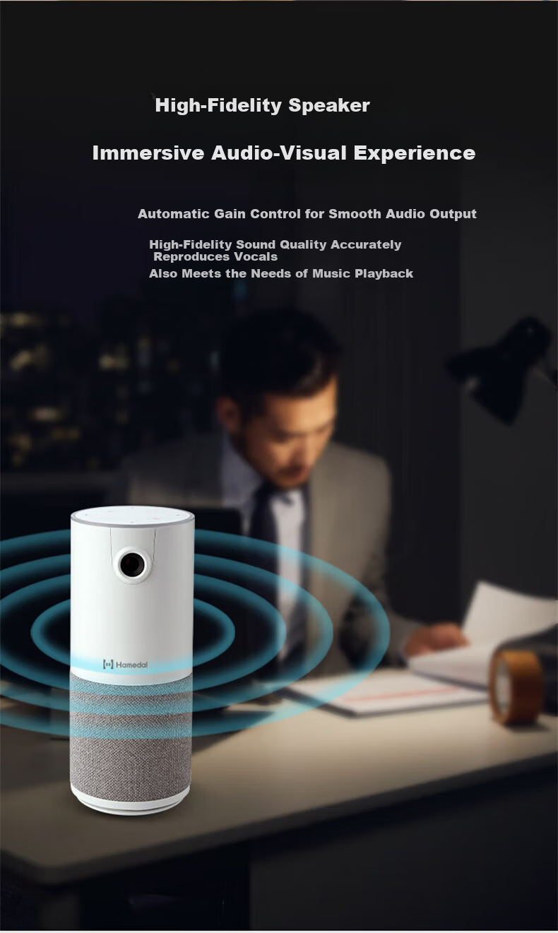 Hamedal C20 All-in-One Audio and Video Conference Camera with Omnidirectional Microphone, HD Wide-Angle Office Meeting Pickup Speaker, Amplified Microphone Speaker System Device 8