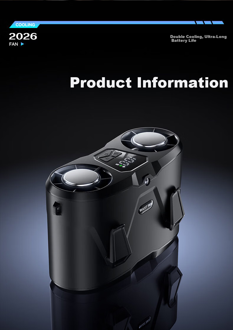 AUX [Dual-Head Semiconductor Cooling] Waist Fan, Cooling for Delivery Riders And Construction Workers, High-Power, Long Battery Life, Temperature Reduction Device, Rechargeable, Portable, Personal Outdoor Air Conditioner 13