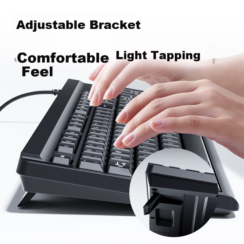 Deli Wired Keyboard Full-Size Office Keyboard Spill-Resistant Black LN310 for Laptop and Desktop