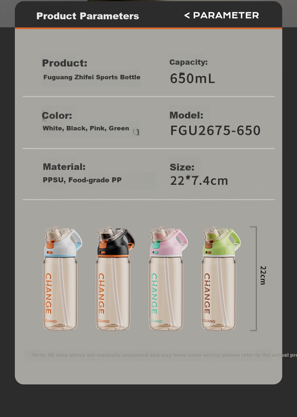 Fuguang Large Capacity Sports Outdoor Portable PPSU Water Bottle Summer Student School Food Grade Plastic Cup 12