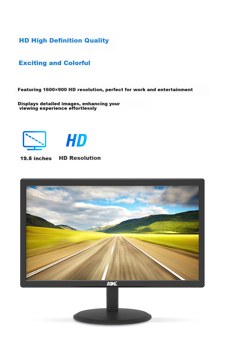 KVL 18.5 Inch Home Office Computer Monitor 75Hz HD VGA+HDMI Multi-Interface Display Wall-Mountable KV20 2