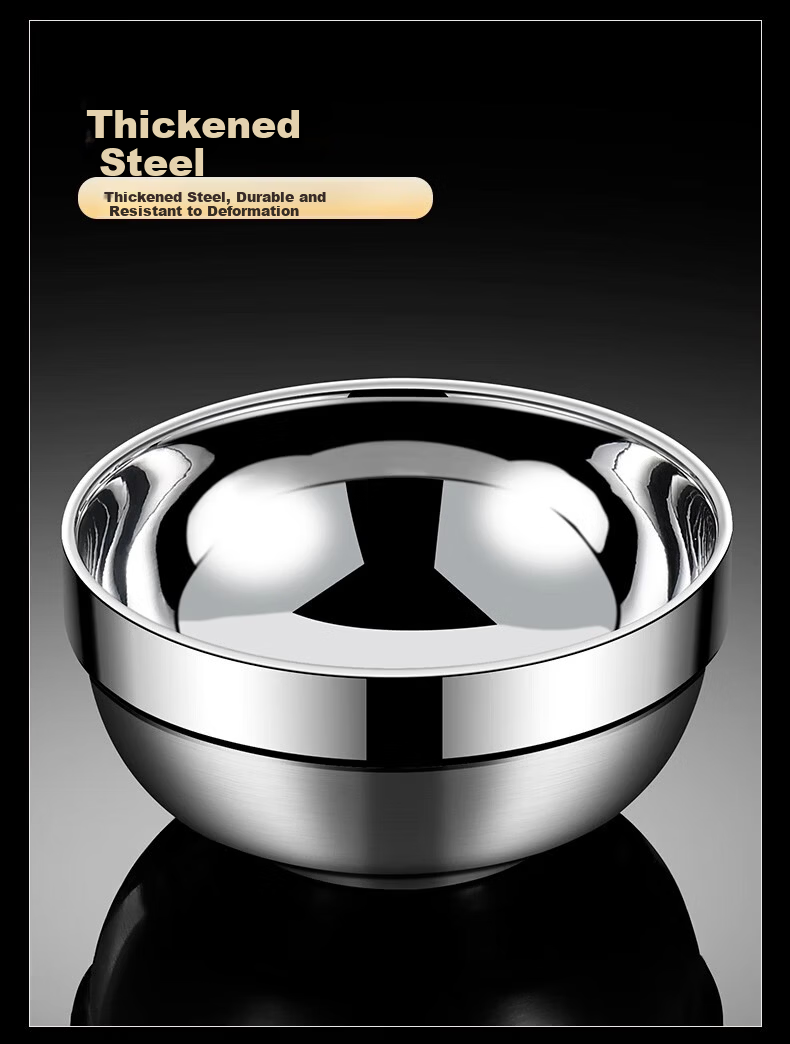 Caitang Smart 316 Stainless Steel Bowl Adult and Children Double-Layer Anti-Scald Soup Rice Noodle Bowl [11.5cm] Jingcang 8