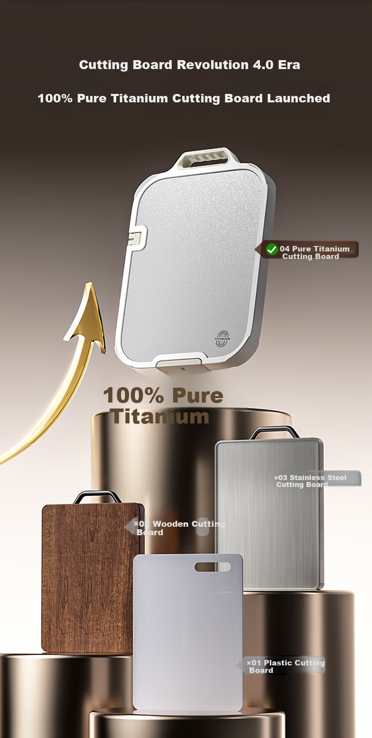 Chuida Huang Pure Titanium Cutting Board Non-Slip Large Thickened Durable Chopping and Kneading Board Anti-Mold Antibacterial Food Prep Board 45cm 2