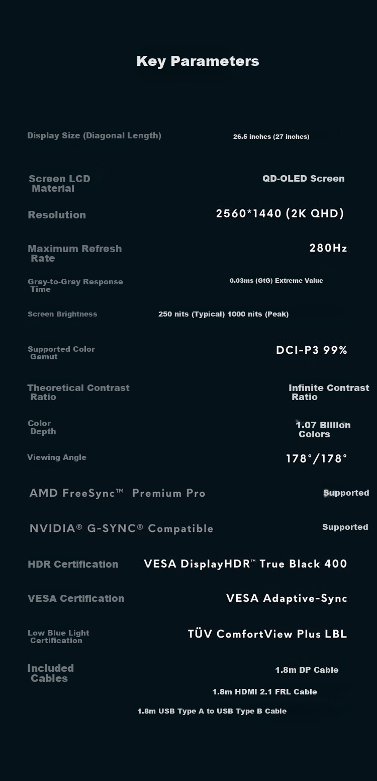 Alienware 27-Inch 4K Gaming Monitor QD-OLED 240Hz 0.03ms High Refresh Rate Gaming Display AW2725Q 12