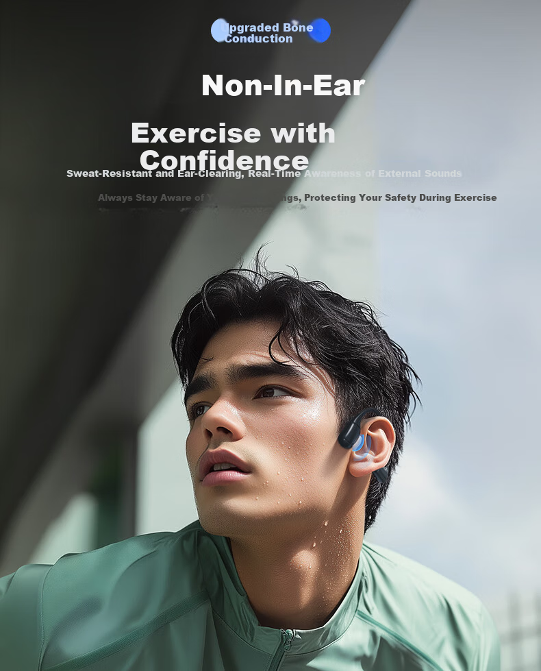 Fanmu Bone Conduction Bluetooth Sports Gaming Earphones IP55 Dustproof Waterproof 32GB Storage MP3 Open Wireless Non-In-Ear Running Cycling Marathon M5 Black 6